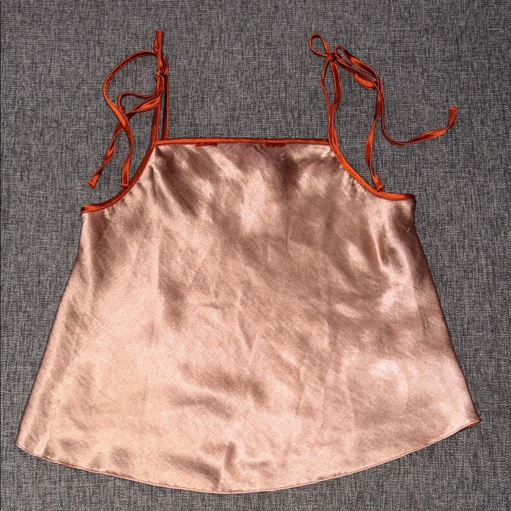Topshop Rose Gold Satin Tie-Shoulder Cami